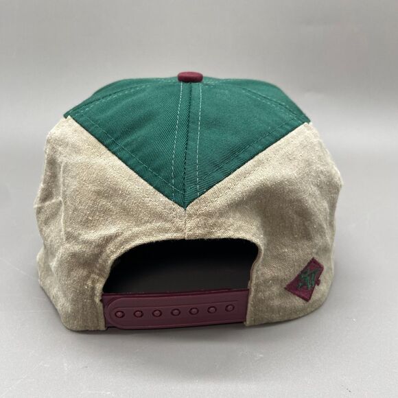 Vintage 90s SeaWorld Shamu Orca Snapback Hat Green Tan Burgundy Embroidered Logo - Picture 7 of 10